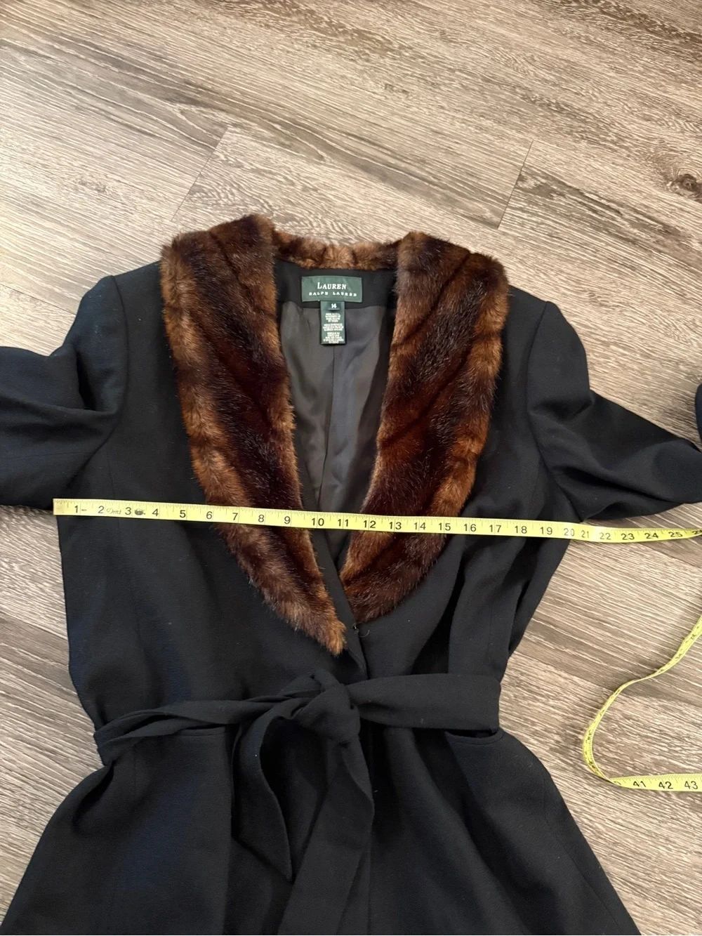 Lauren Ralph Lauren Wool Faux Fur Trim Belted Blazer - Picture 3 of 6